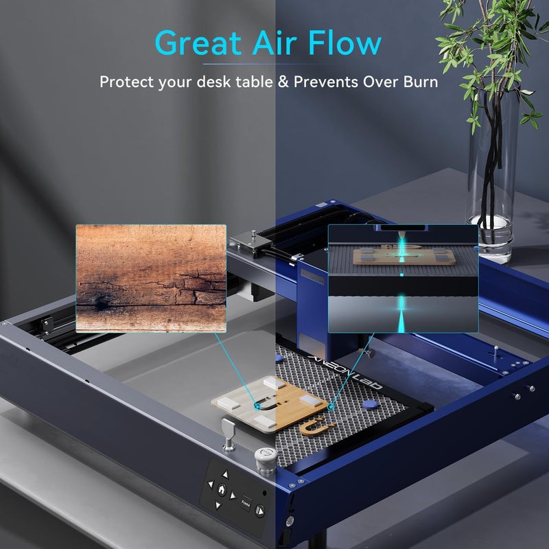 XNEONLab سرير ليزر على شكل خلية نحل - طاولة عمل 400 × 400 × 22 مم مع لوحة ألمنيوم لـ XTool D1 / D1 Pro ومعظم آلات النقش والقطع، ملحقات آلة النقش (مساحة العمل 400 × 400 مم) - Image 4